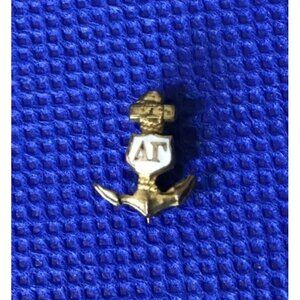 Vintage Delta Gamma Sorority Anchor Pin Badge Enamel 10K GF Gold